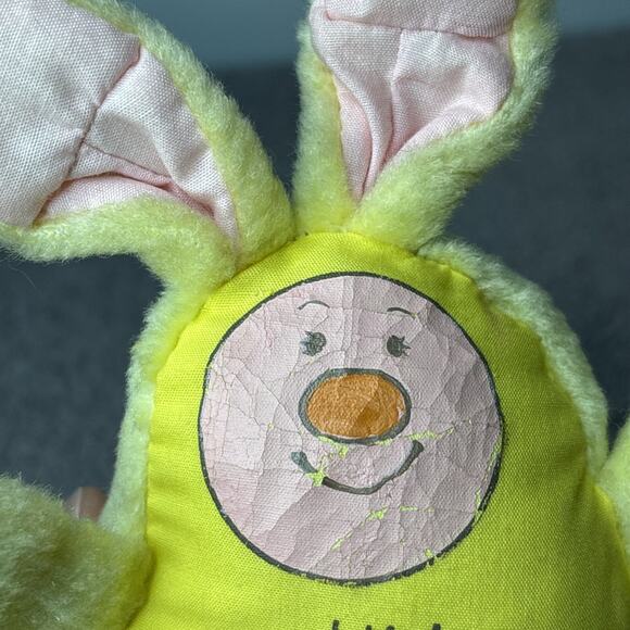 Vintage 1982 80s Enesco Easter Bunny Yellow Easter Beanie Plush - Picture 6 of 9
